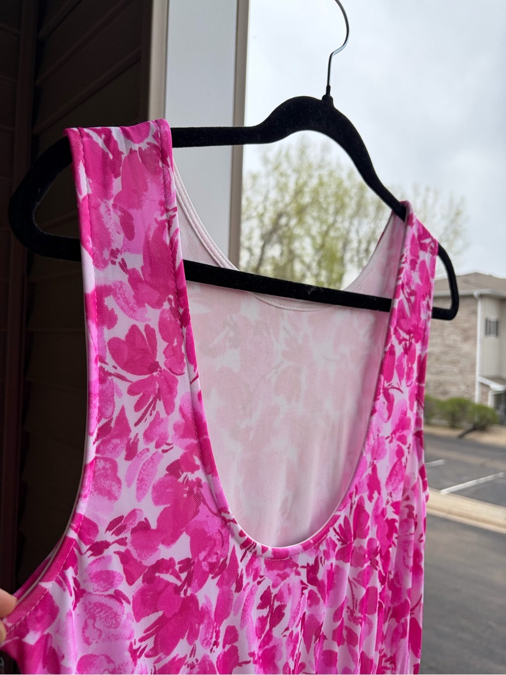 🆕💖Vince Camuto Pink Floral Tiered Maxi Dress Overlay Daisy Daze Size M Flowing - Picture 13 of 17